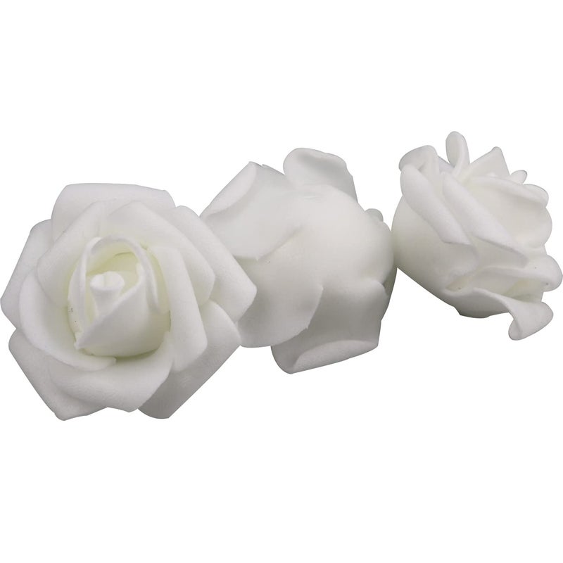Lightingsky 300pcs 2 inch Real Touch Artificial Rose Head, DIY 3D Artificial Flowers for Wedding Bouquets, Room Decoration (White) - Image 2